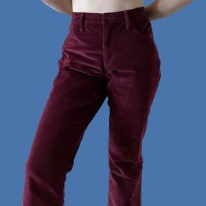 High rise bootcut maroon corduroy pants - size 10 /30R)